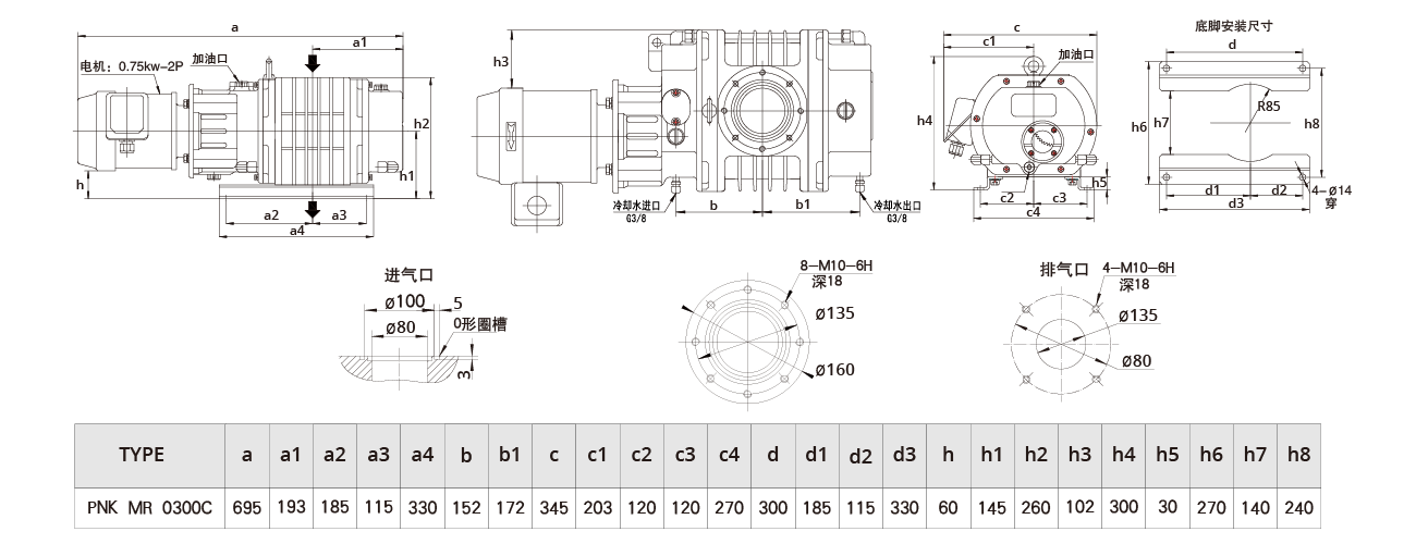 PNK MR 0300C羅茨真空泵 PNK MR 0300C羅茨真空泵