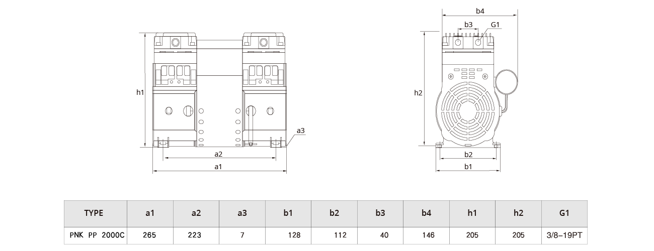 PNK PP 2000C無油壓縮機 PNK PP 2000C無油壓縮機